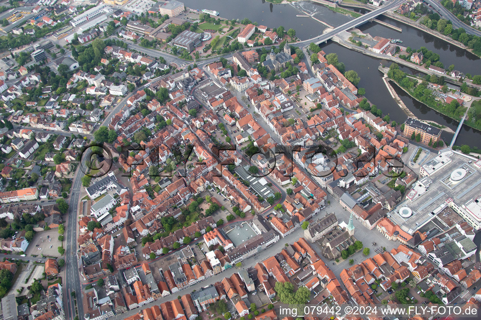 Aerial view of Hameln in the state Lower Saxony, Germany