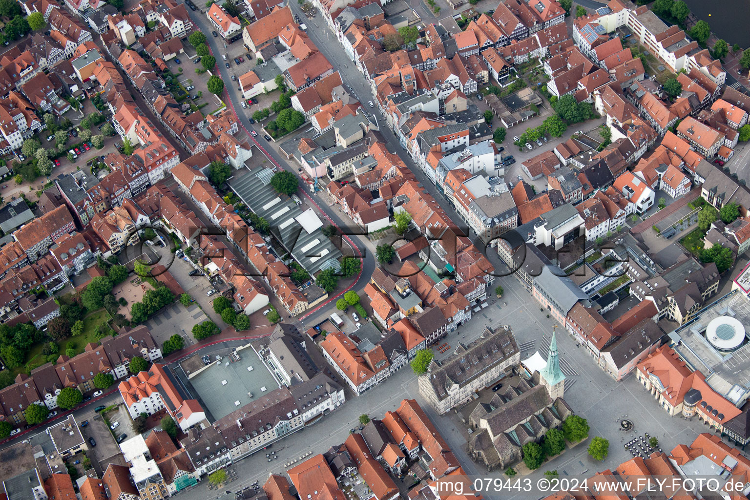 Church building in of Marktkirche St. Nicolai Old Town- center of downtown in Hameln in the state Lower Saxony, Germany