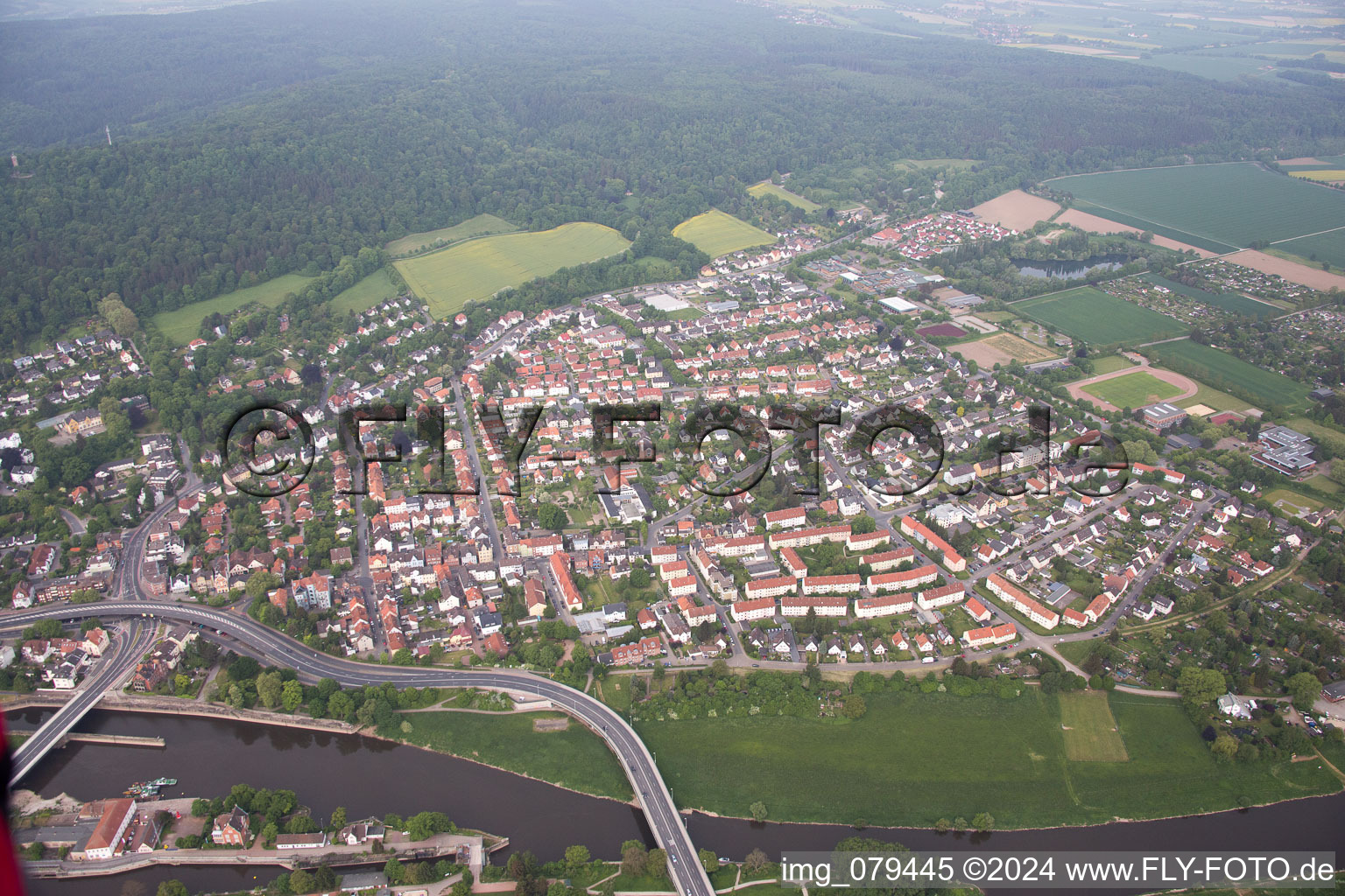 Oblique view of Hameln in the state Lower Saxony, Germany