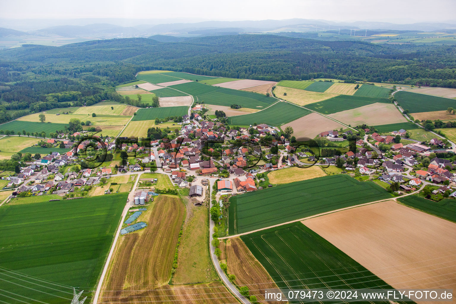 Oblique view of District Lüntorf in Emmerthal in the state Lower Saxony, Germany