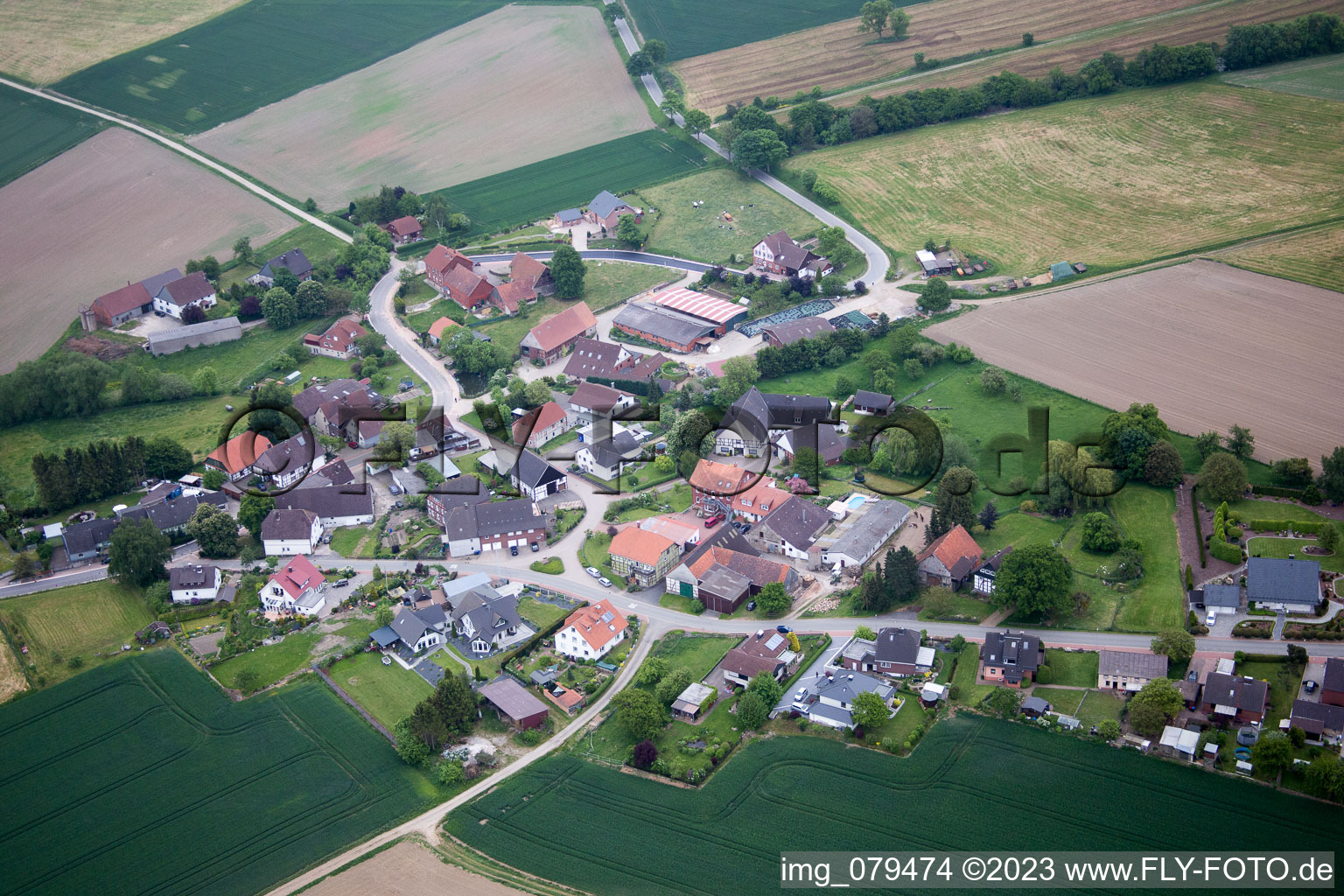 Oblique view of Lüntorf in the state Lower Saxony, Germany