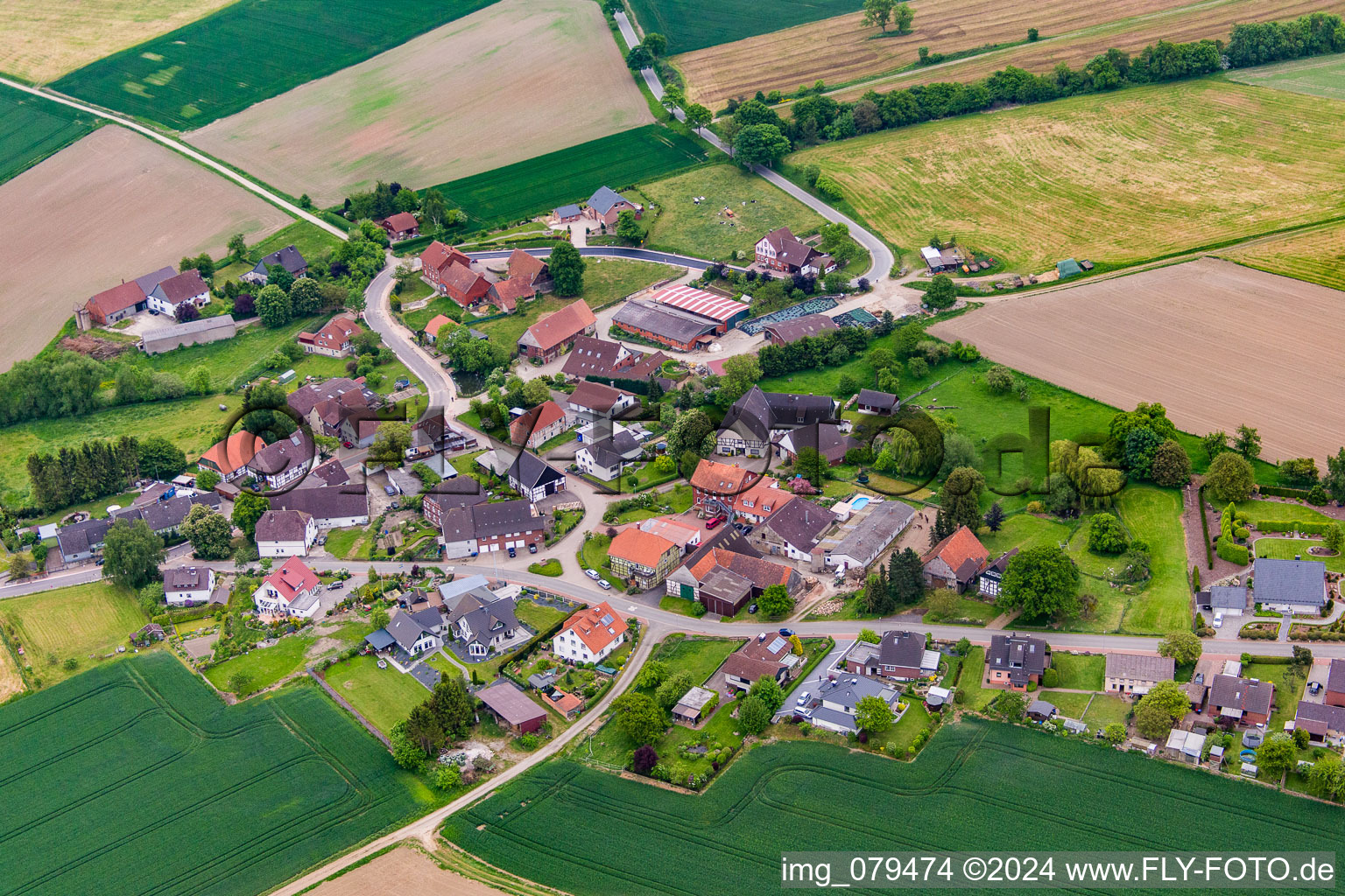 District Lüntorf in Emmerthal in the state Lower Saxony, Germany from above