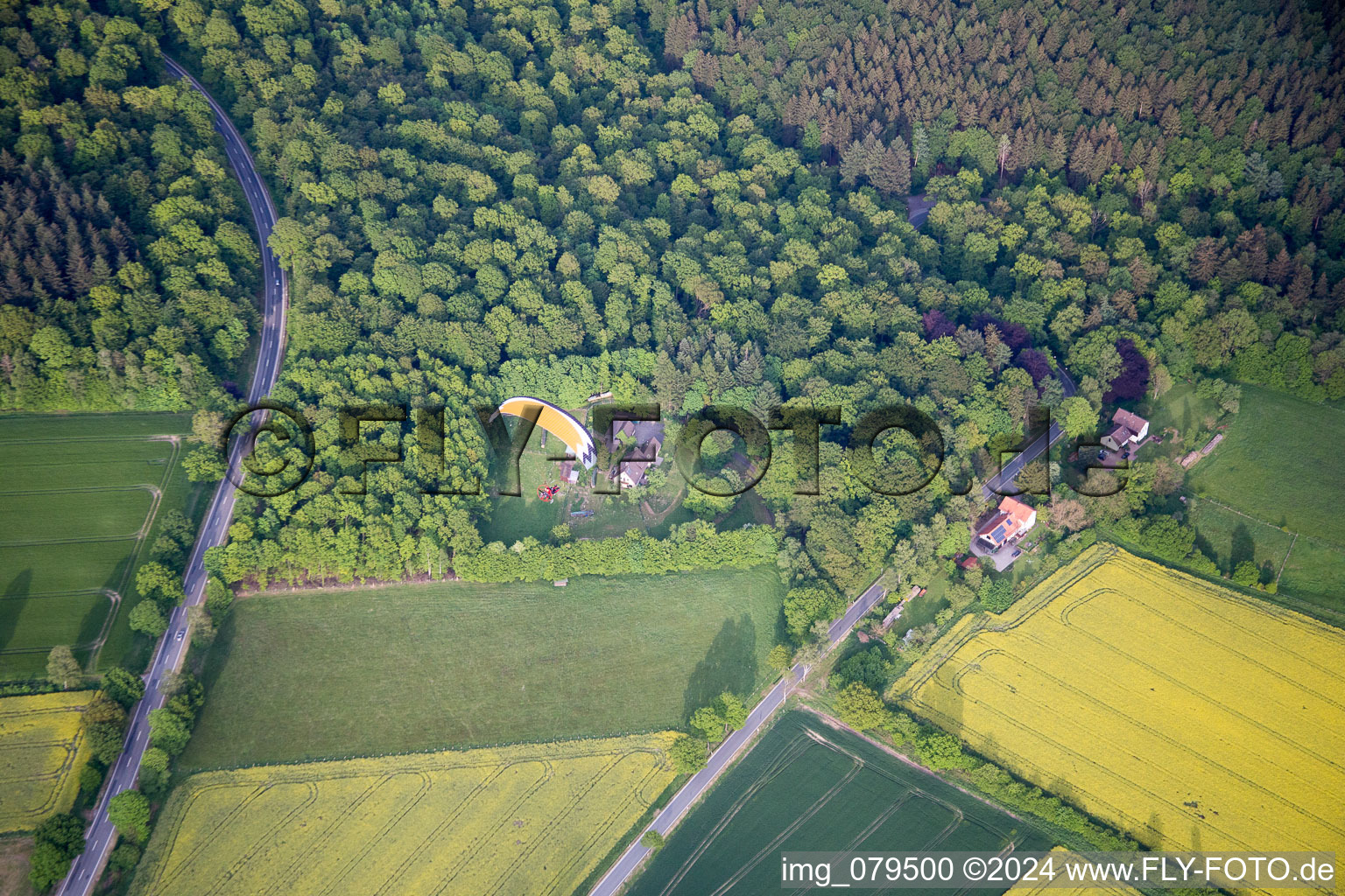 Aerial view of District Amelith in Bodenfelde in the state Lower Saxony, Germany