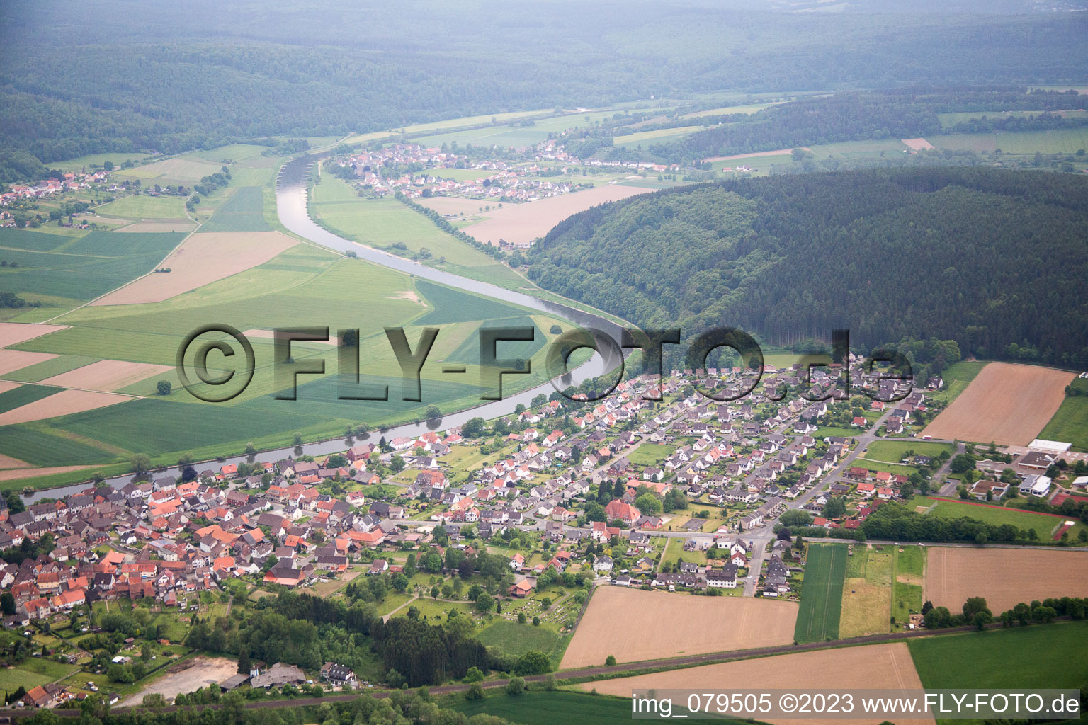 Aerial photograpy of Bodenfelde in the state Lower Saxony, Germany