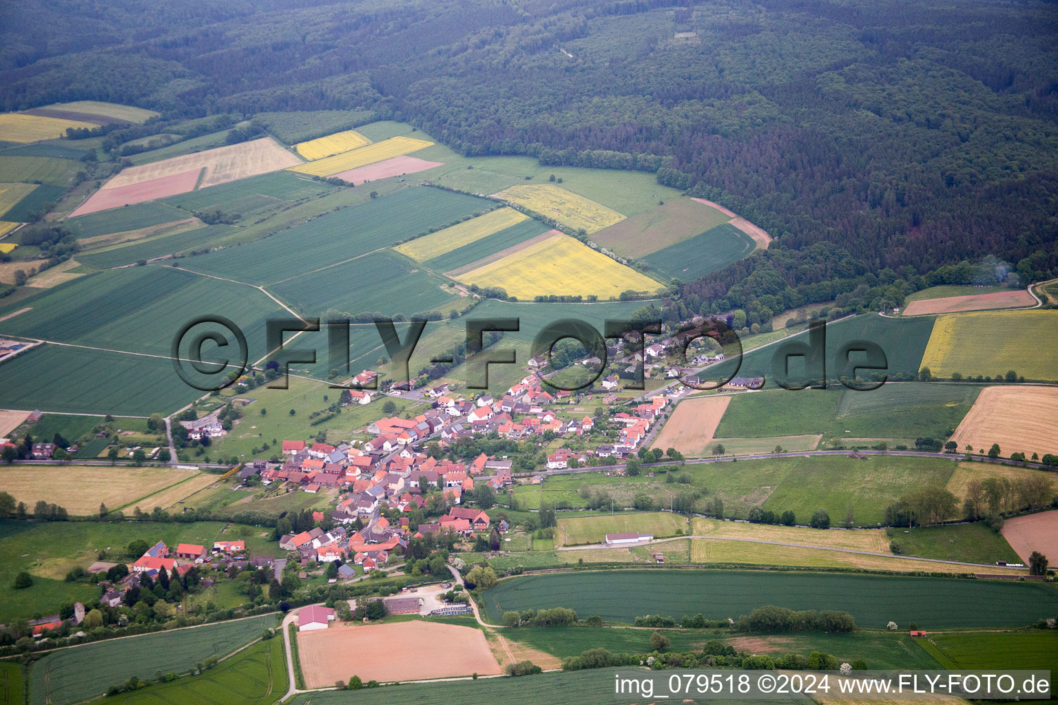 Oblique view of Ahlbershausen in the state Lower Saxony, Germany