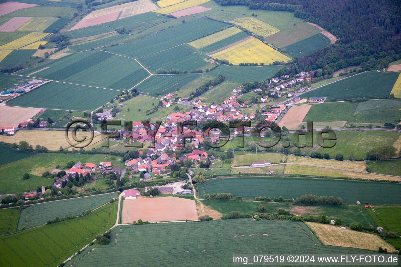 Ahlbershausen in the state Lower Saxony, Germany from above