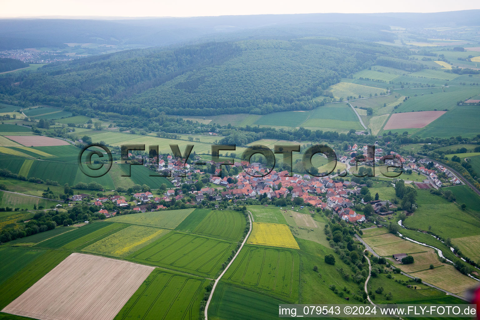 Ahlbershausen in the state Lower Saxony, Germany seen from above