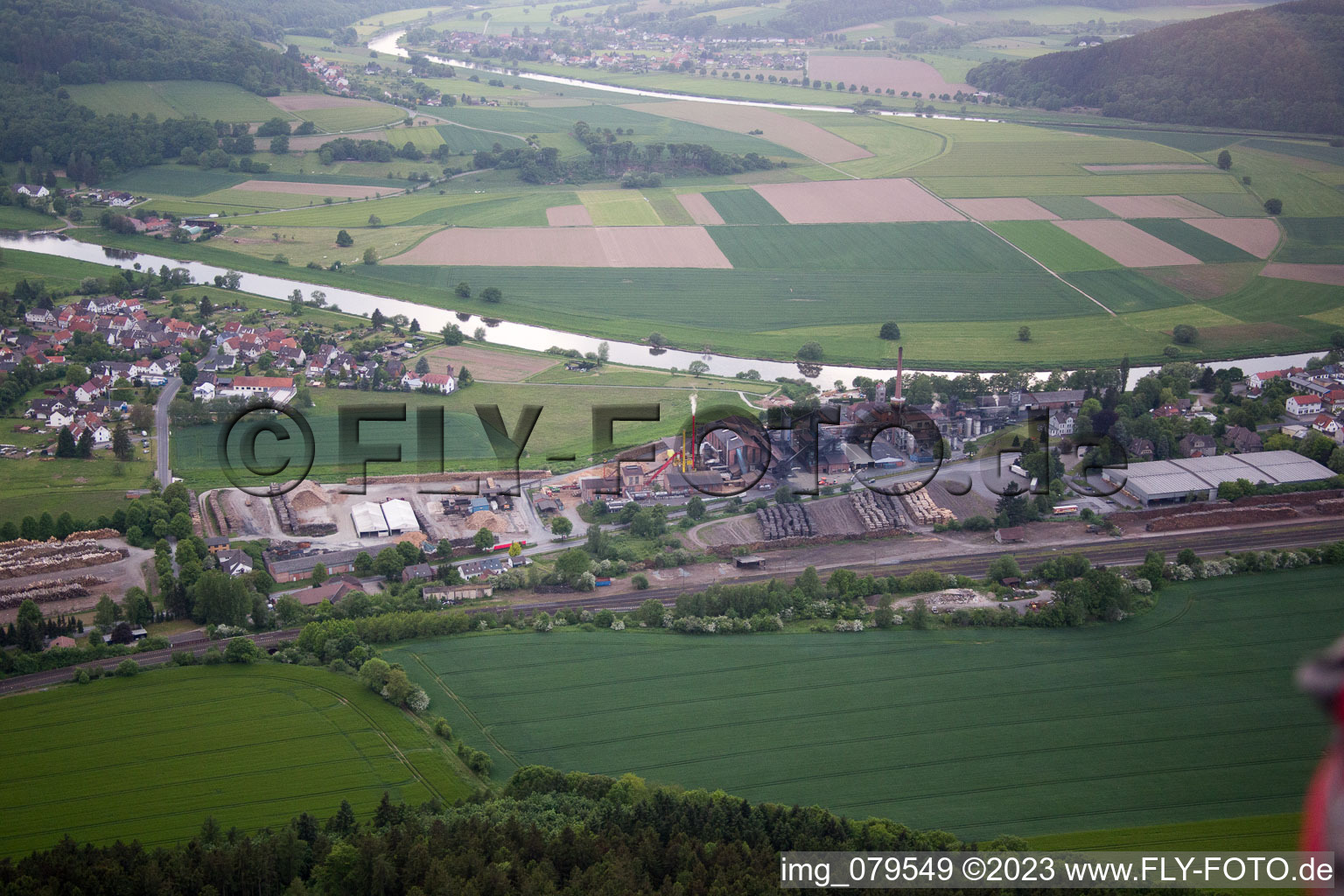 Oblique view of Bodenfelde in the state Lower Saxony, Germany