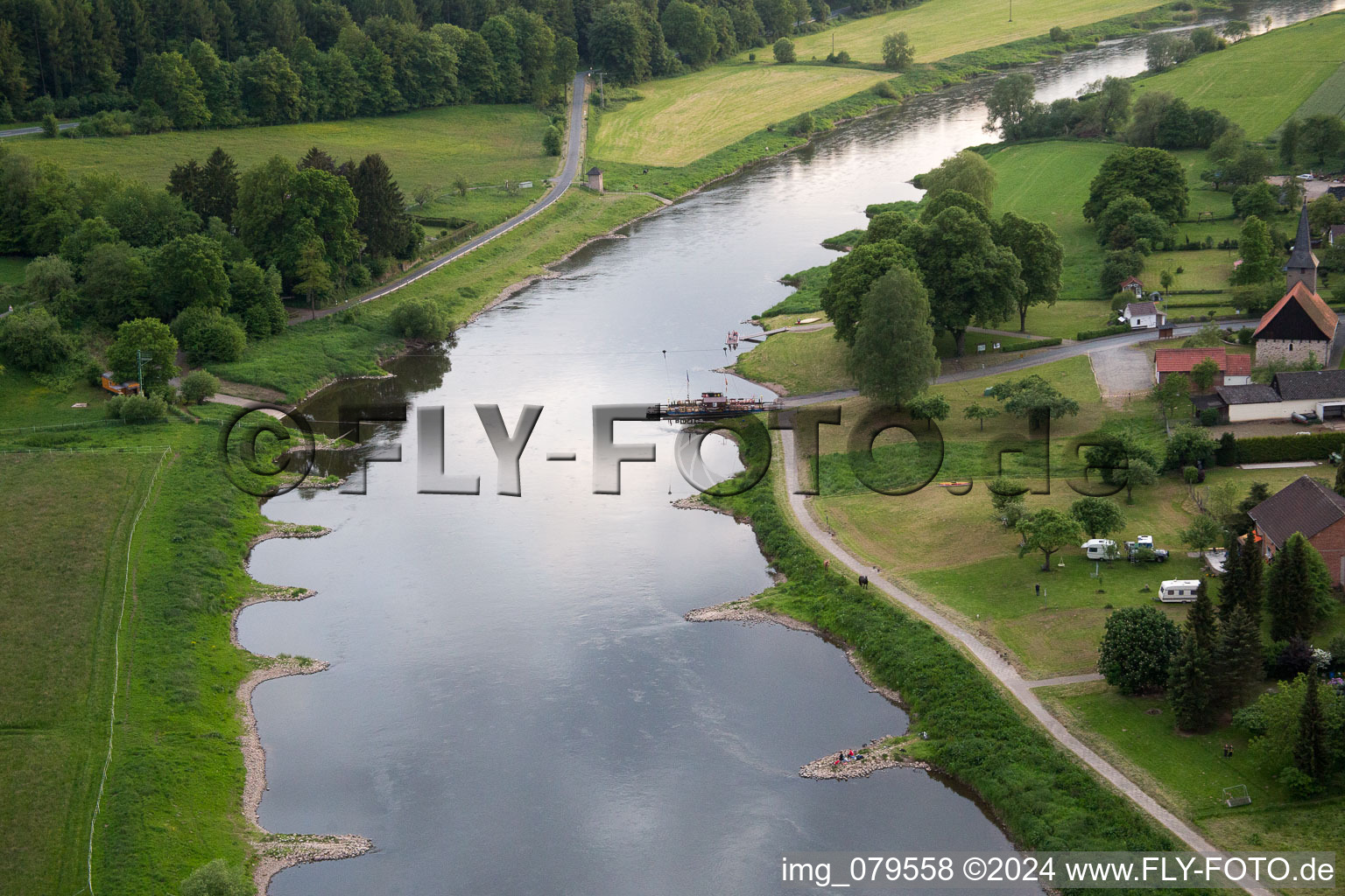 Weser ferry Wahmbeck in the district Wahmbeck in Bodenfelde in the state Lower Saxony, Germany