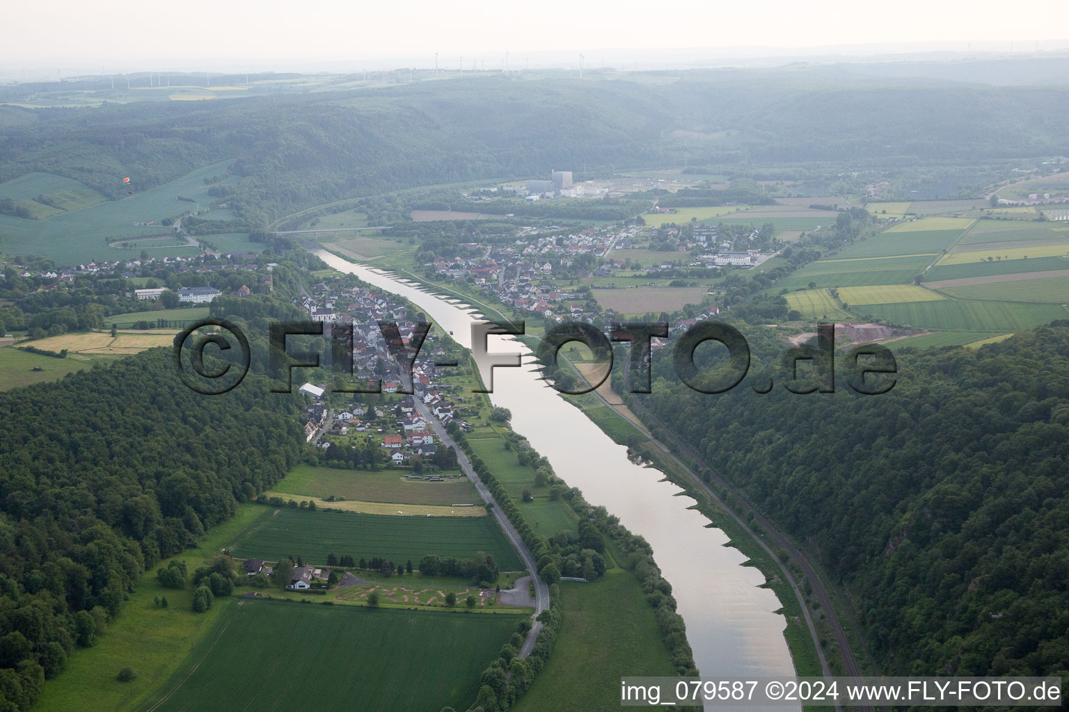 Bad Karlshafen in the state Hesse, Germany seen from above