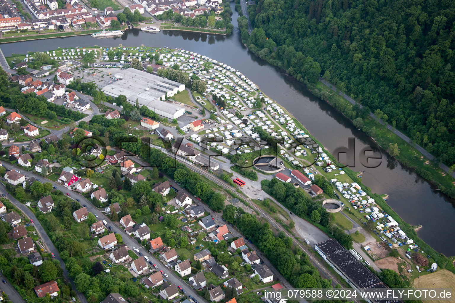 Bad Karlshafen in the state Hesse, Germany from the plane