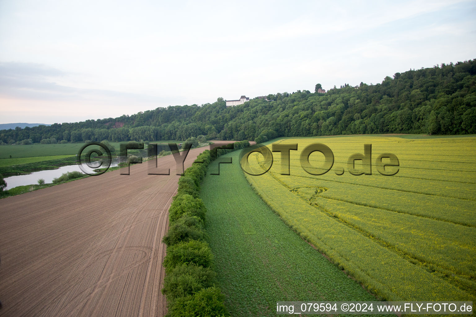 Fürstenberg in the state Lower Saxony, Germany seen from above