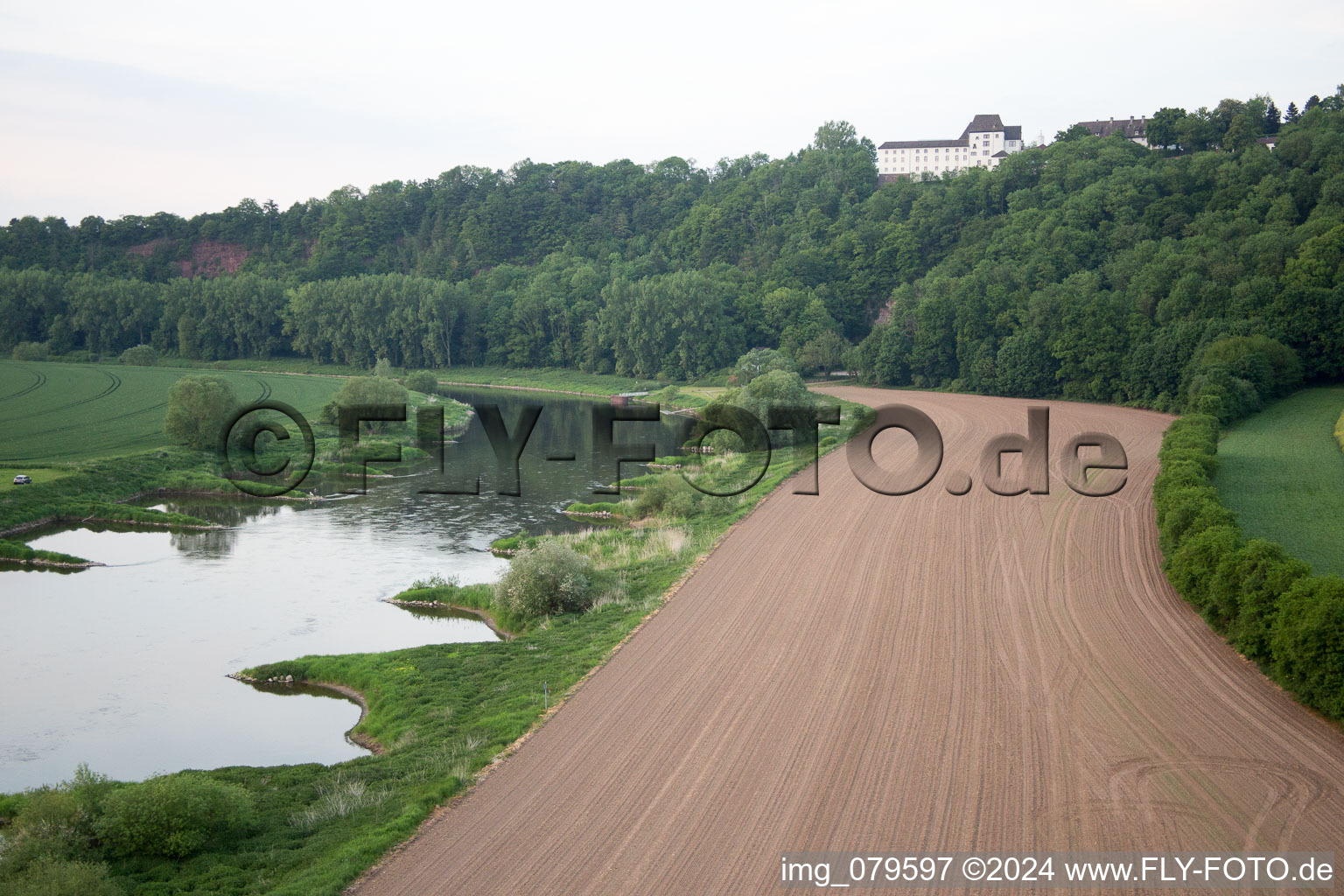 Bird's eye view of Fürstenberg in the state Lower Saxony, Germany