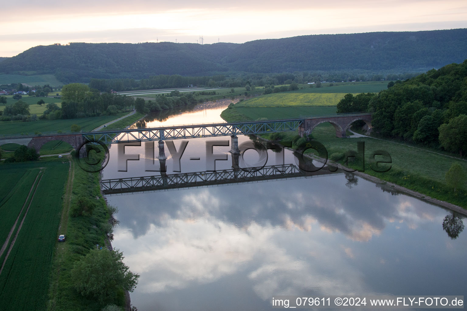 Drone image of Fürstenberg in the state Lower Saxony, Germany