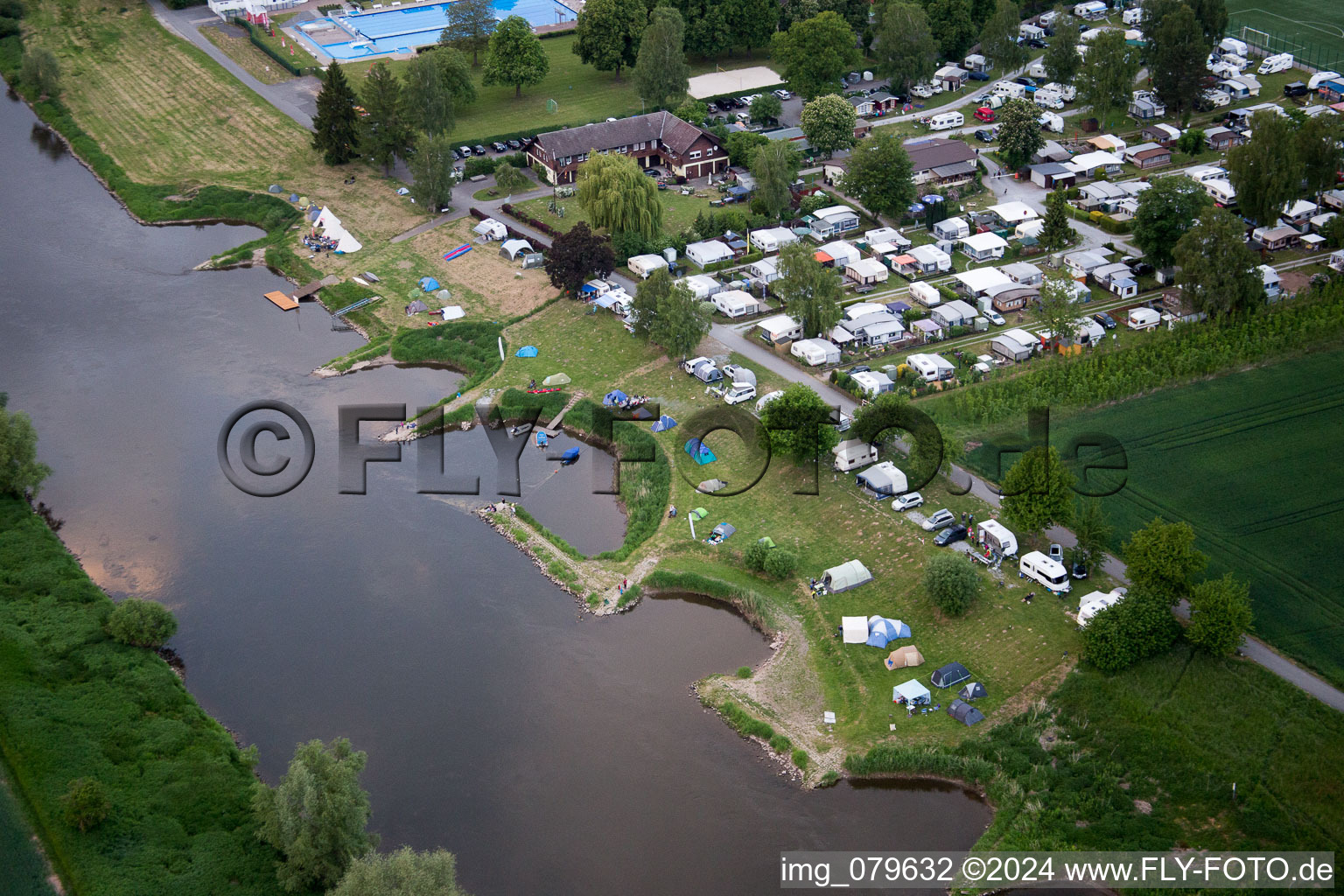 Aerial view of Höxter in the state North Rhine-Westphalia, Germany