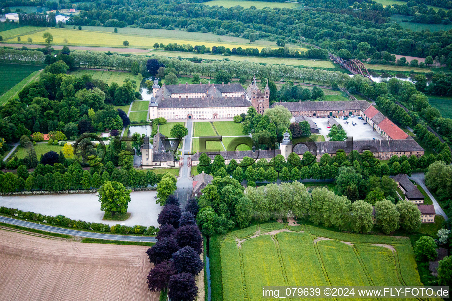 Complex of buildings of the monastery Schloss/Kloster Corvey (UNESCO Weltkulturerbe) in Hoexter in the state North Rhine-Westphalia, Germany