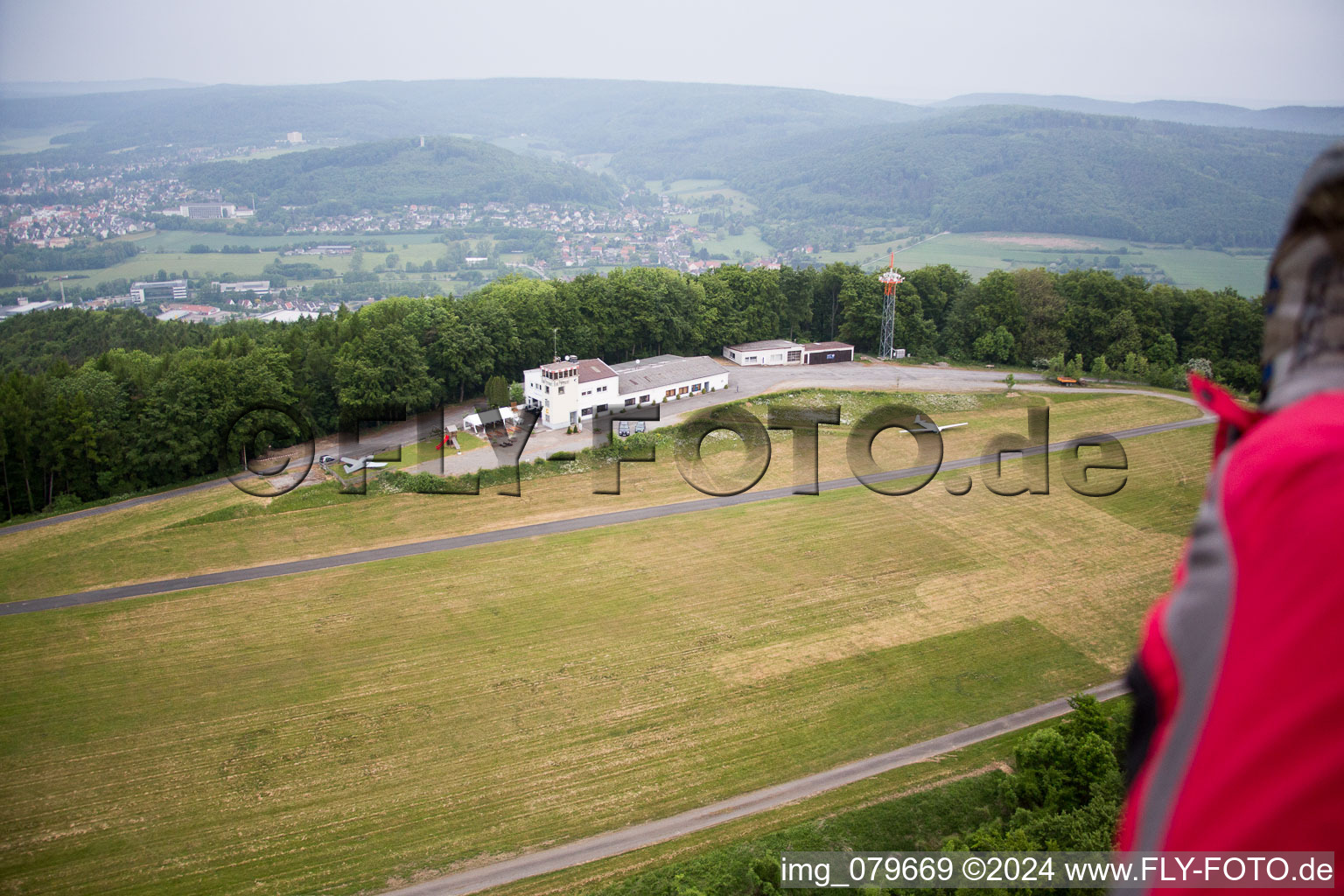 Aerial view of Airport in Bad Pyrmont in the state Lower Saxony, Germany