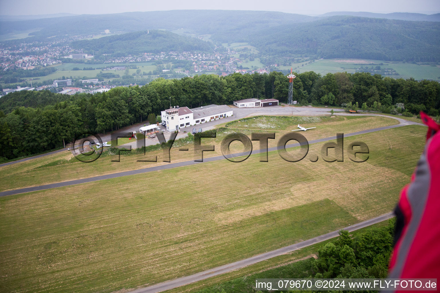 Aerial photograpy of Airport in Bad Pyrmont in the state Lower Saxony, Germany