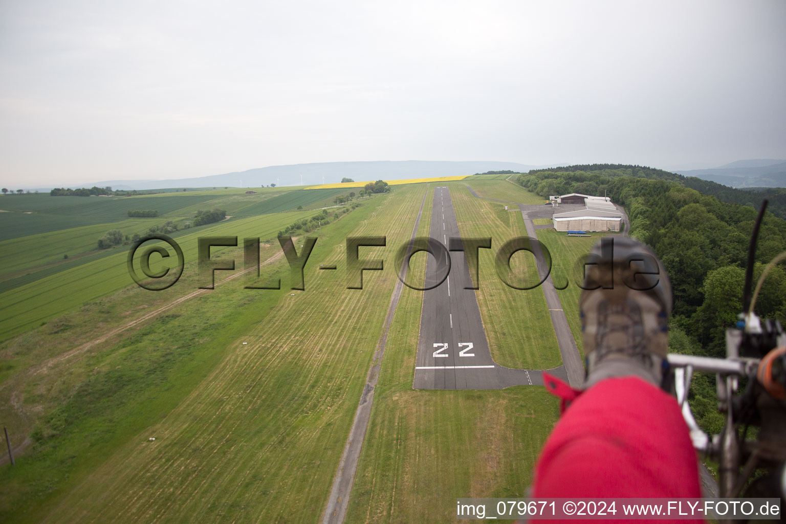 Oblique view of Airport in Bad Pyrmont in the state Lower Saxony, Germany