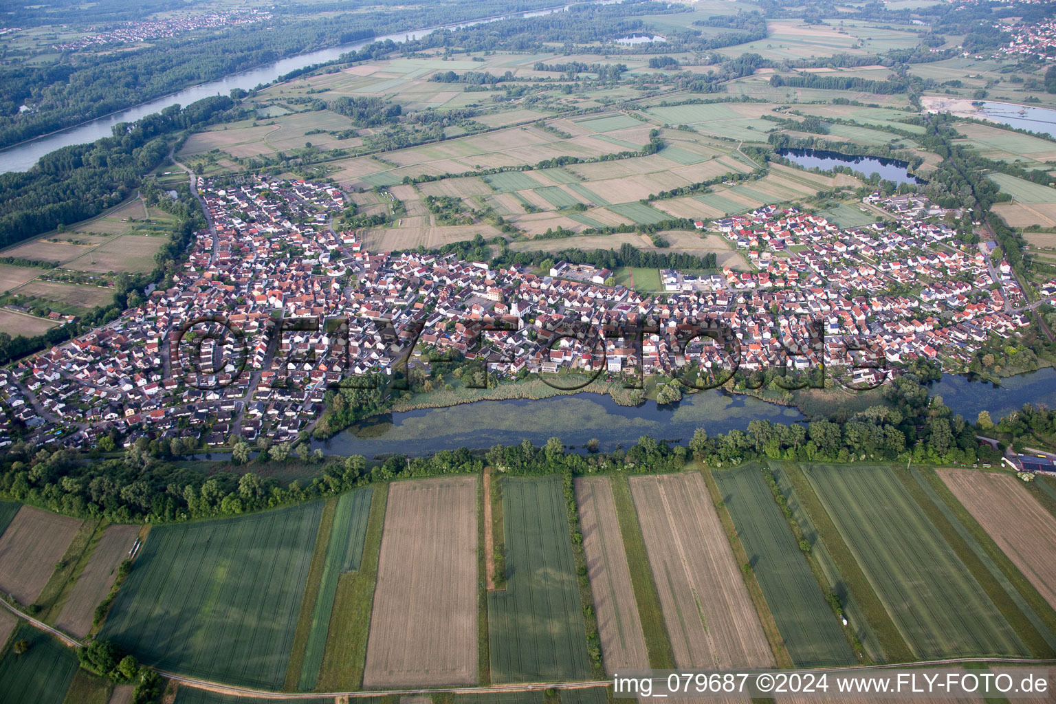 Aerial photograpy of District Neuburg in Neuburg am Rhein in the state Rhineland-Palatinate, Germany