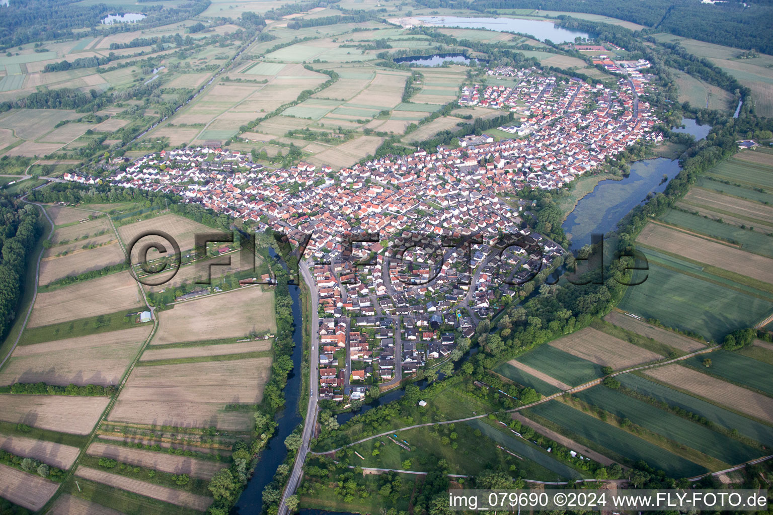 District Neuburg in Neuburg am Rhein in the state Rhineland-Palatinate, Germany out of the air