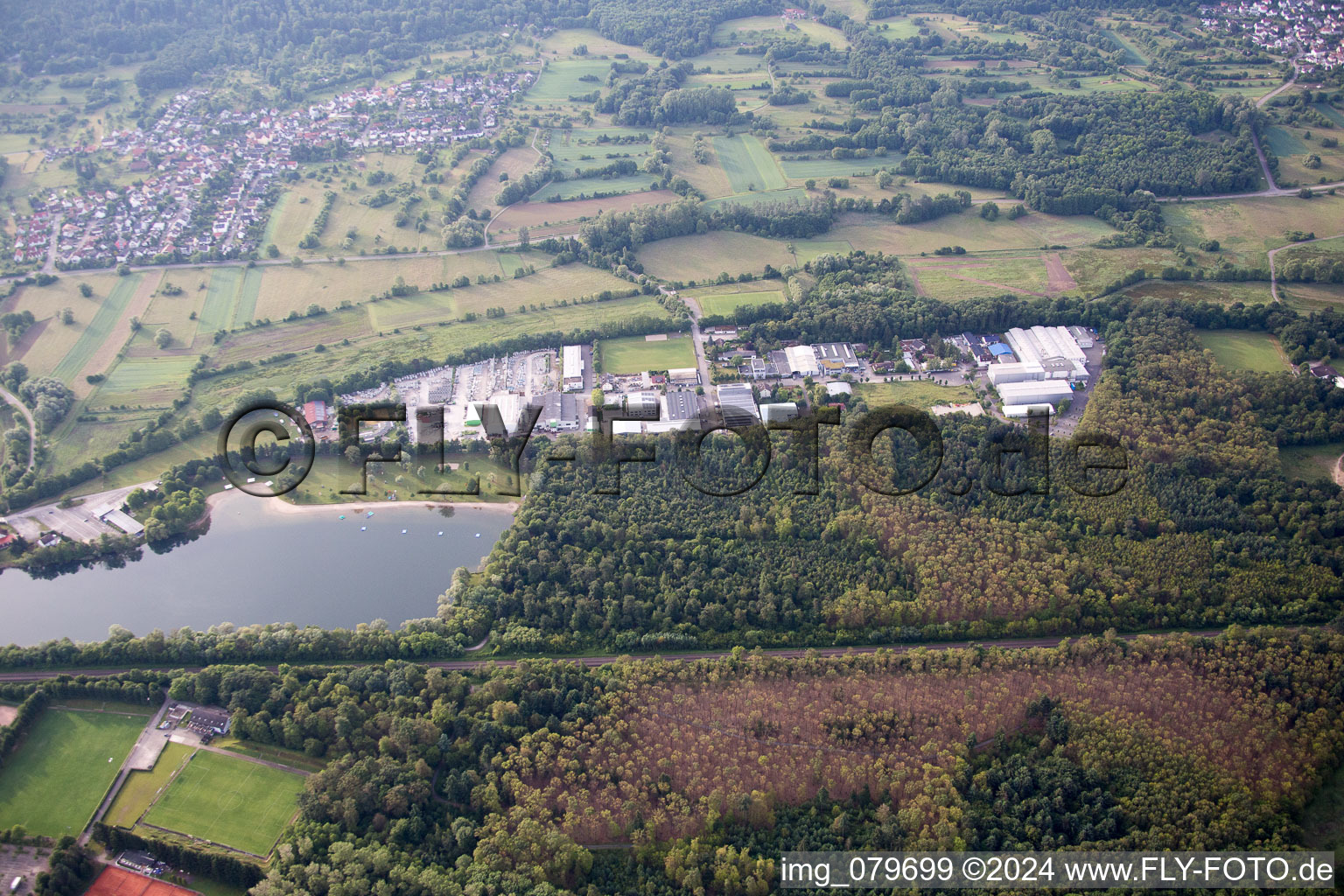 Aerial photograpy of District Bruchhausen in Ettlingen in the state Baden-Wuerttemberg, Germany