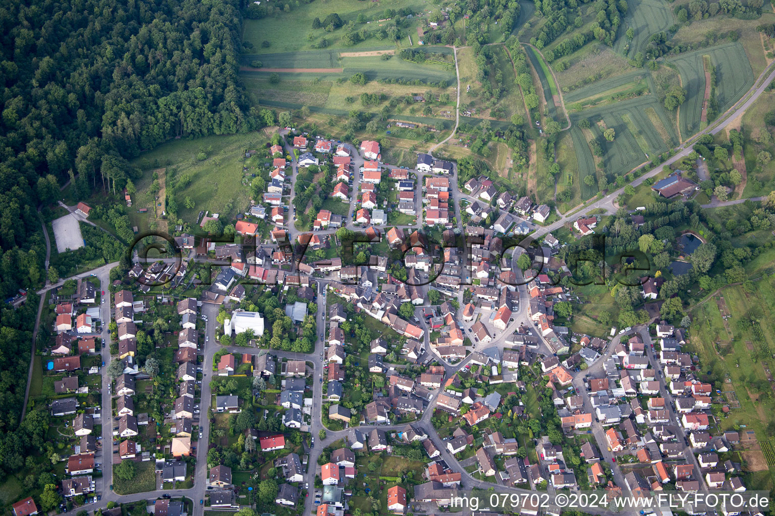 Aerial view of District Sulzbach in Malsch in the state Baden-Wuerttemberg, Germany