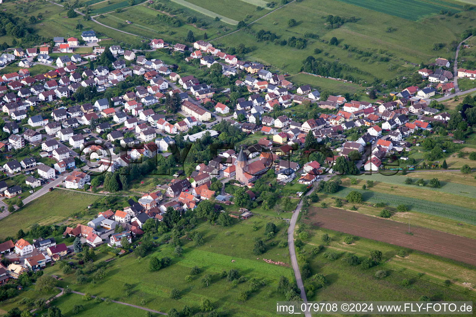 From the north in the district Völkersbach in Malsch in the state Baden-Wuerttemberg, Germany