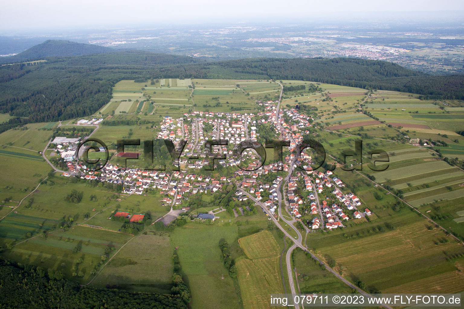 From the east in the district Völkersbach in Malsch in the state Baden-Wuerttemberg, Germany