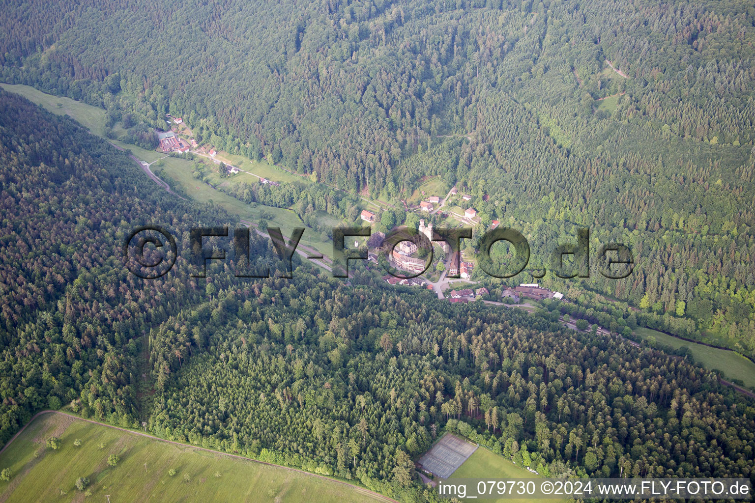 Aerial photograpy of Frauenalb in the state Baden-Wuerttemberg, Germany