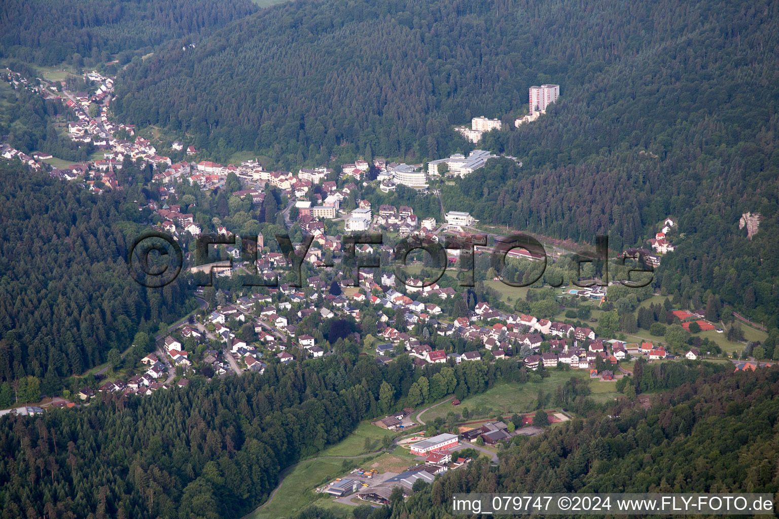 Aerial view of District Bleiche in Bad Herrenalb in the state Baden-Wuerttemberg, Germany