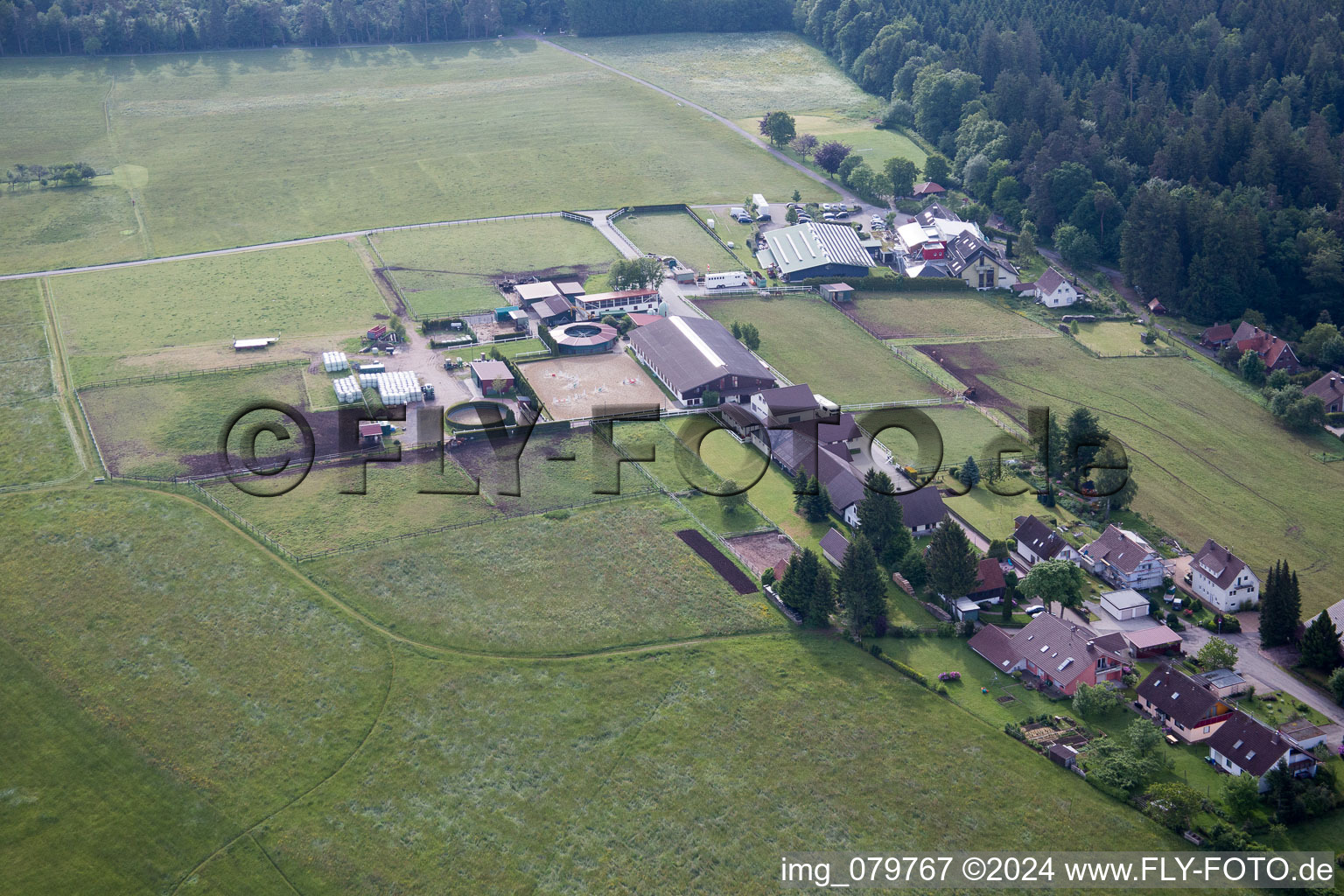 Aerial view of Stud Dobel in Dobel in the state Baden-Wuerttemberg, Germany