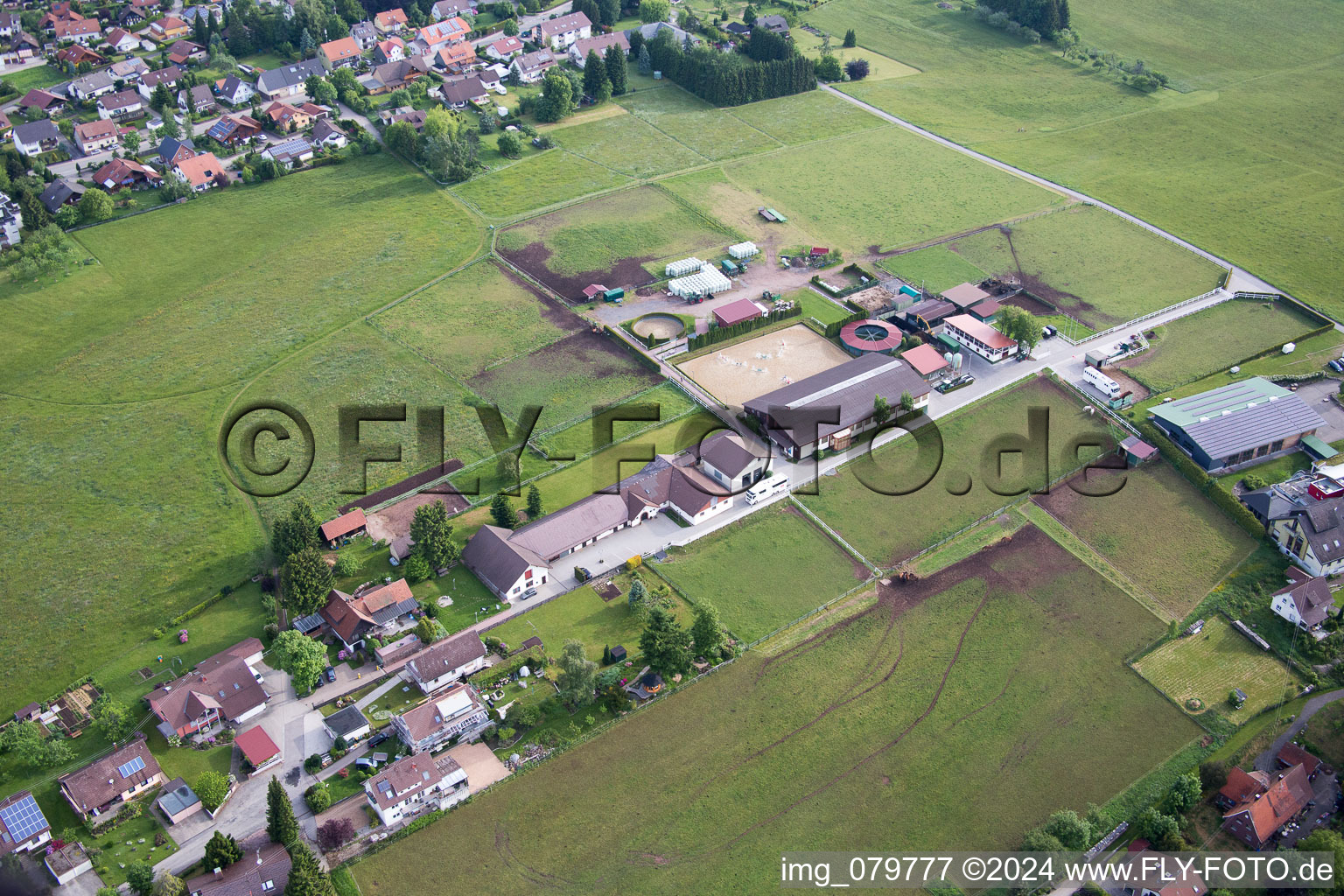 Bird's eye view of Stud Dobel in Dobel in the state Baden-Wuerttemberg, Germany