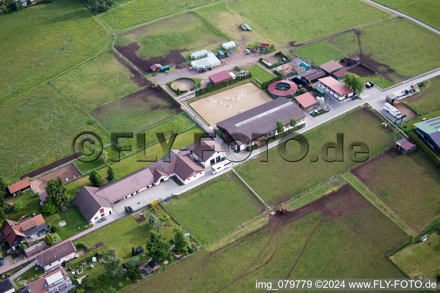 Stud Dobel in Dobel in the state Baden-Wuerttemberg, Germany viewn from the air