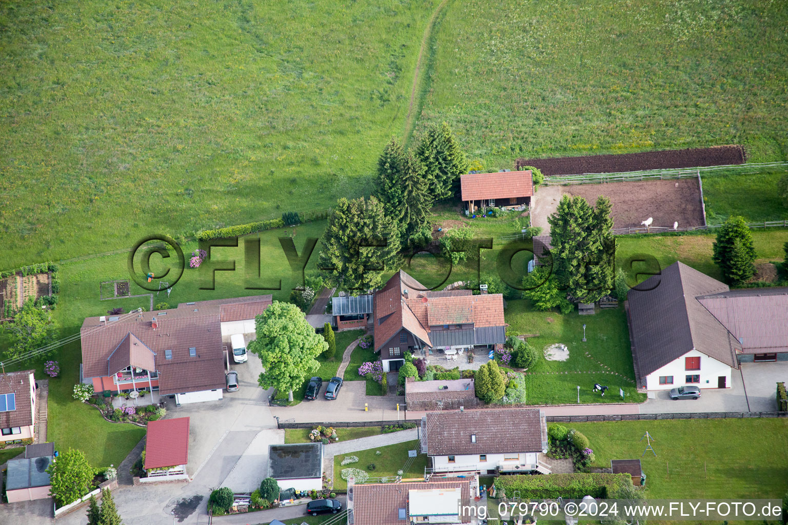 Stud Dobel in Dobel in the state Baden-Wuerttemberg, Germany from the drone perspective