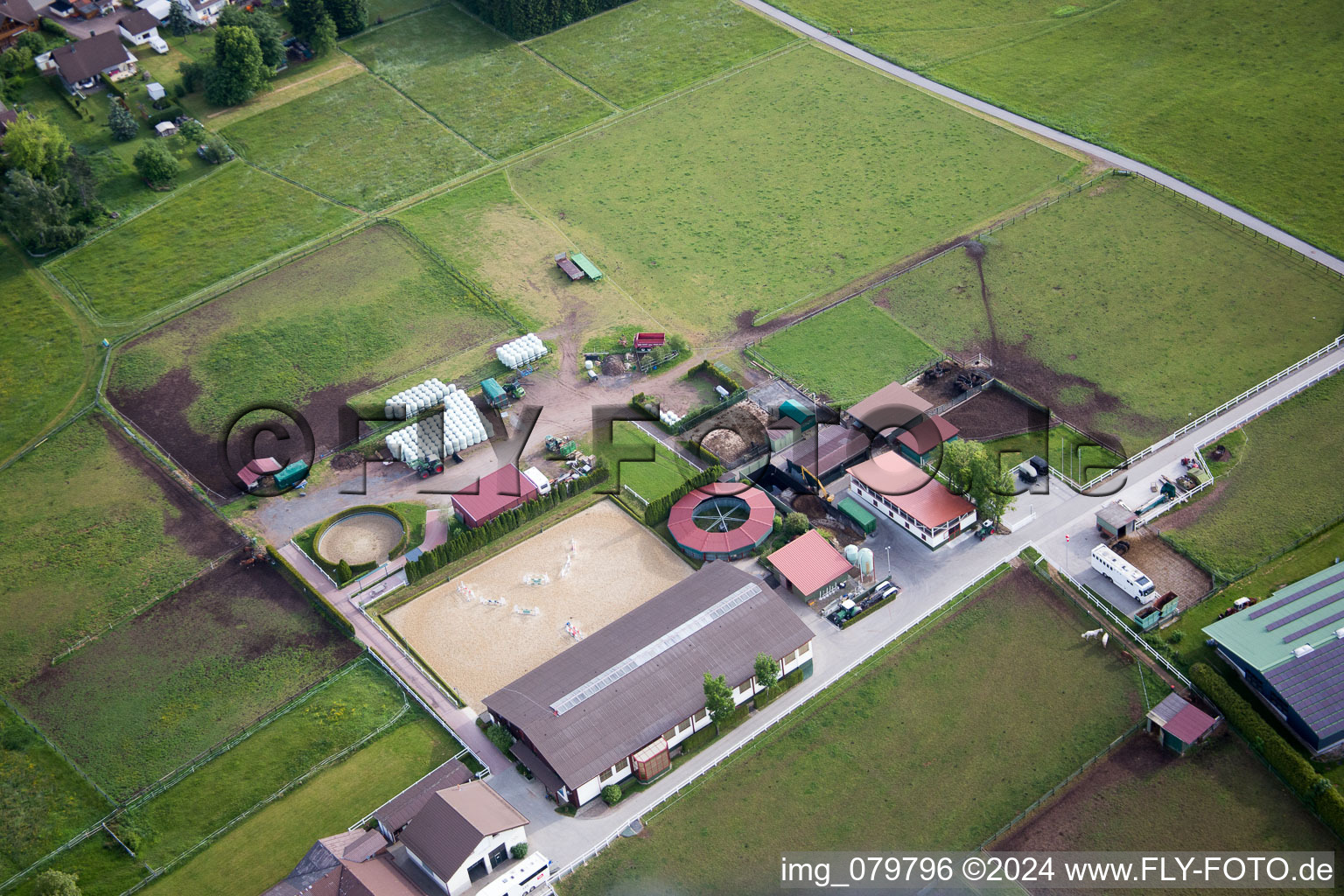 Aerial view of Stud Dobel in Dobel in the state Baden-Wuerttemberg, Germany