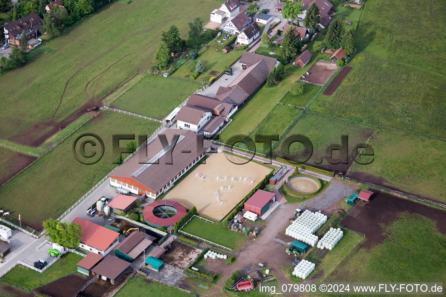 Stud Dobel in Dobel in the state Baden-Wuerttemberg, Germany seen from above