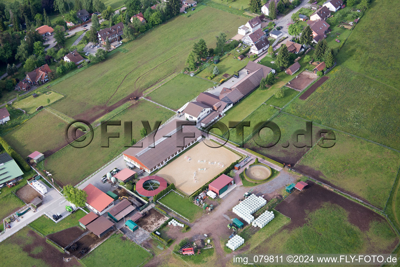 Bird's eye view of Stud Dobel in Dobel in the state Baden-Wuerttemberg, Germany