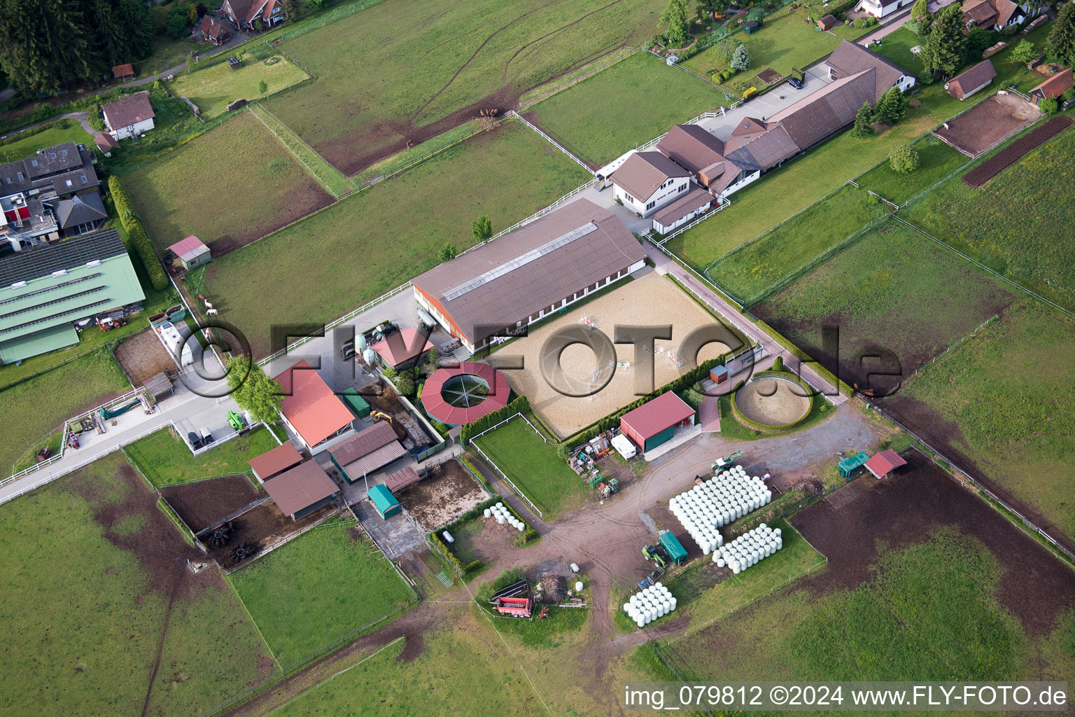 Stud Dobel in Dobel in the state Baden-Wuerttemberg, Germany viewn from the air