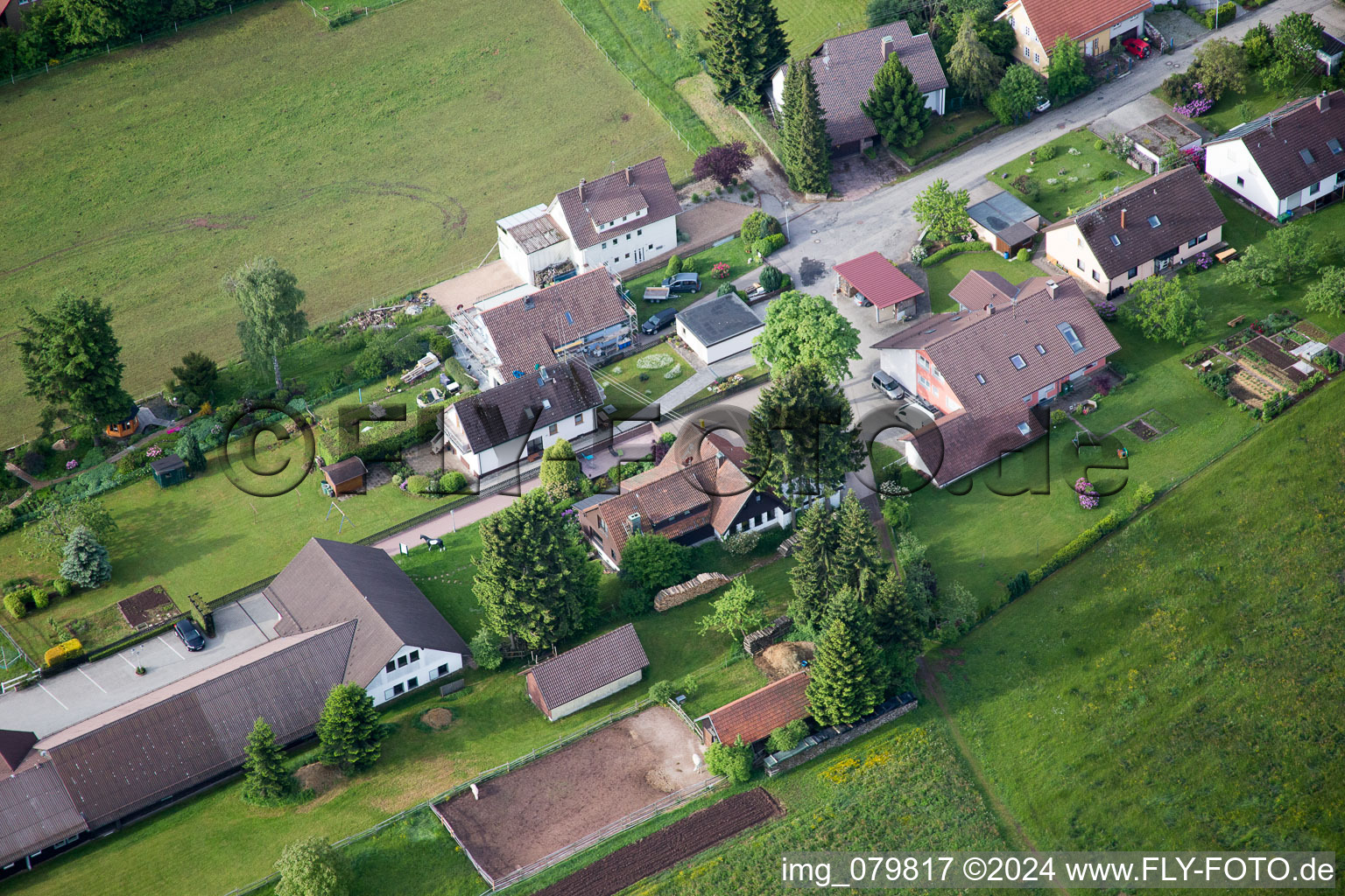 Stud Dobel in Dobel in the state Baden-Wuerttemberg, Germany from the drone perspective