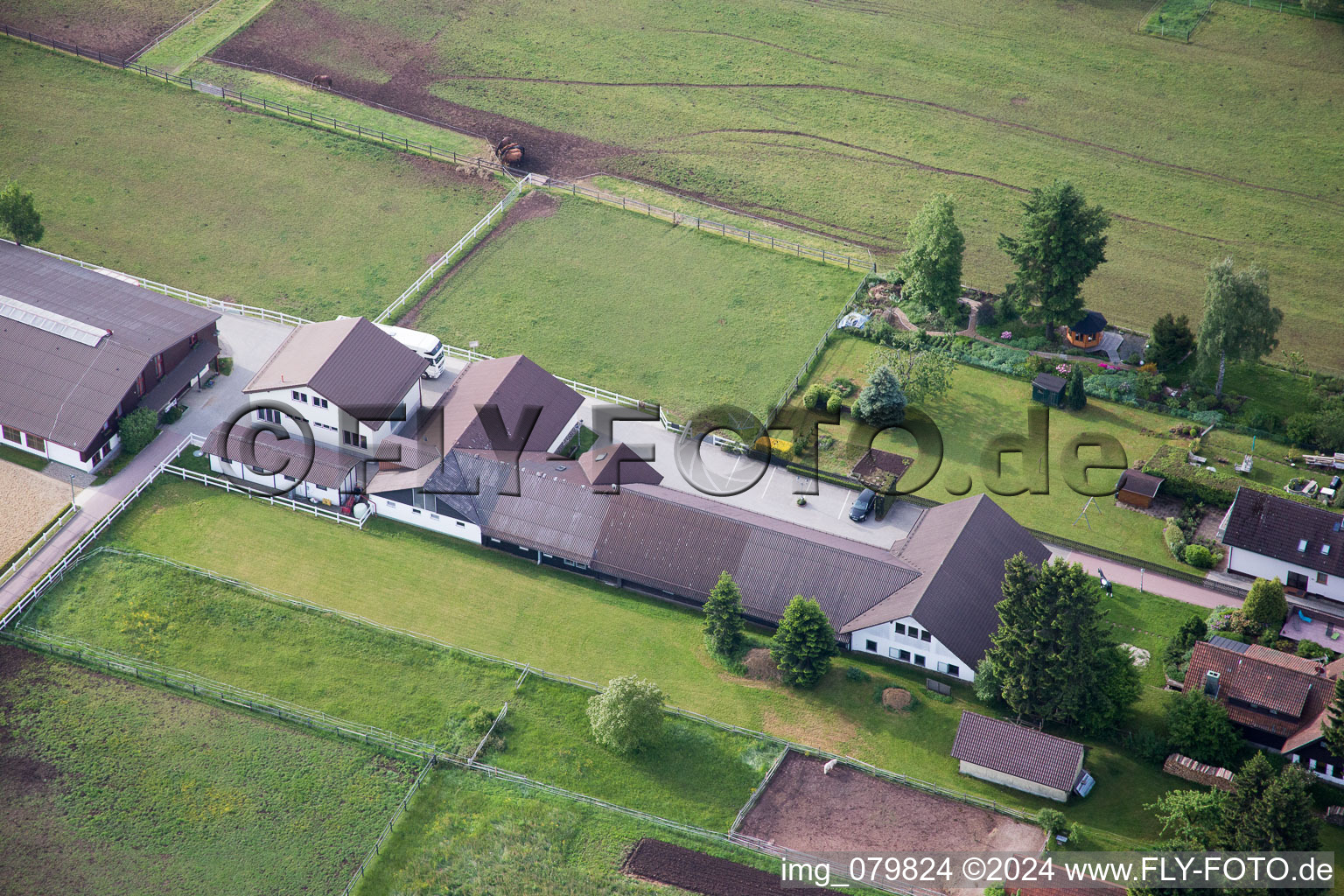 Aerial view of Stud Dobel in Dobel in the state Baden-Wuerttemberg, Germany