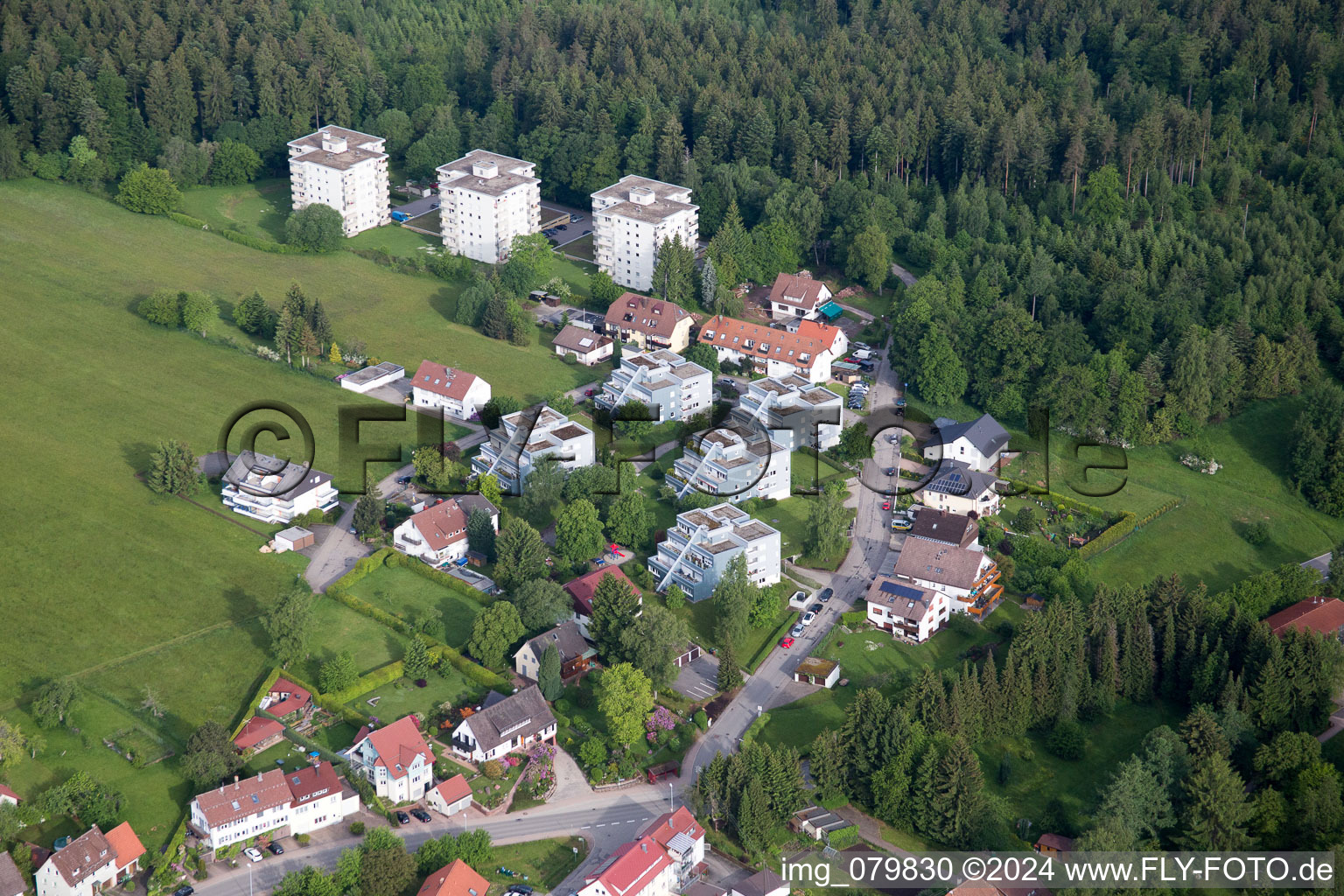 Drone recording of Dobel in the state Baden-Wuerttemberg, Germany