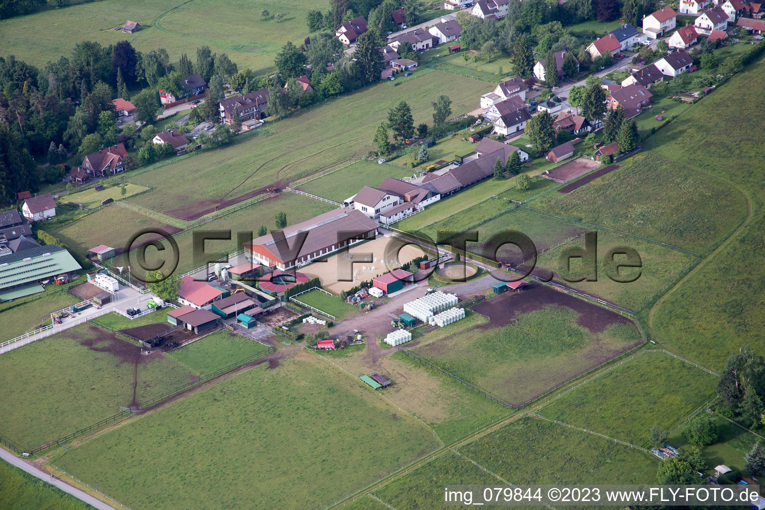 Stud Dobel in Dobel in the state Baden-Wuerttemberg, Germany viewn from the air