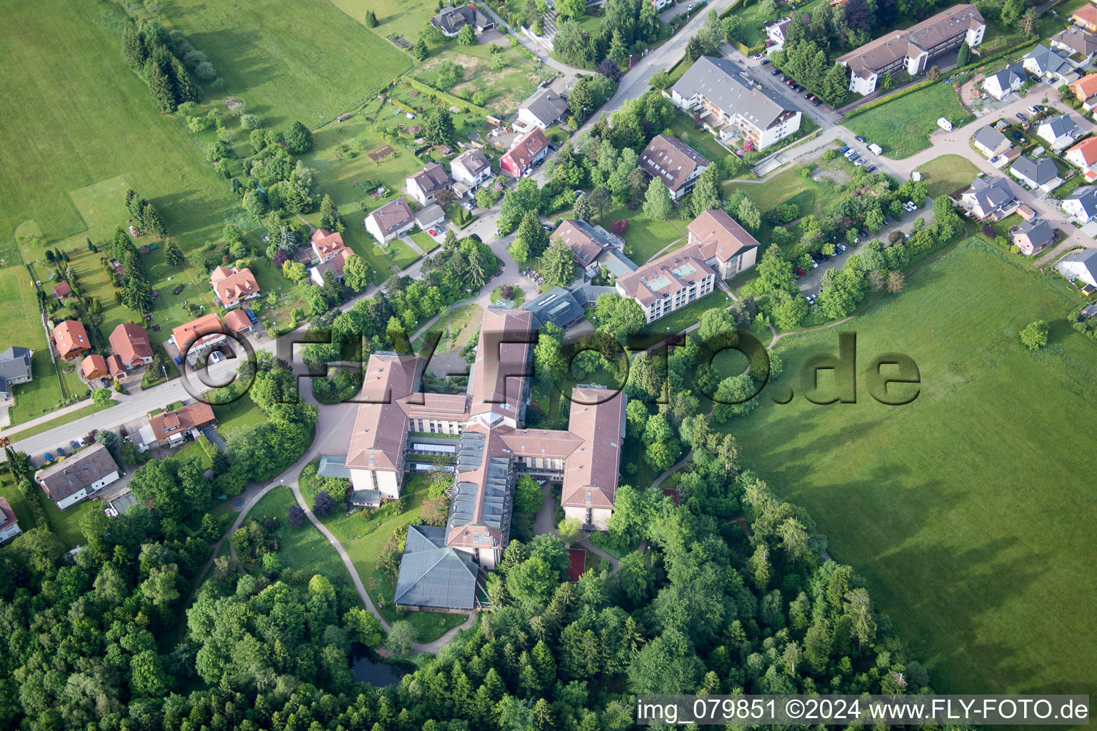 Aerial view of Hospital grounds of the rehabilitation center in Dobel in the state Baden-Wurttemberg