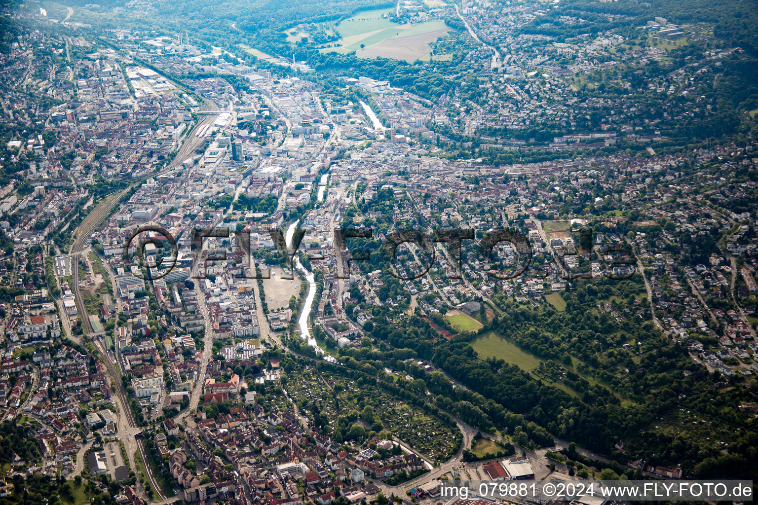 Aerial view of Pforzheim in the state Baden-Wuerttemberg, Germany