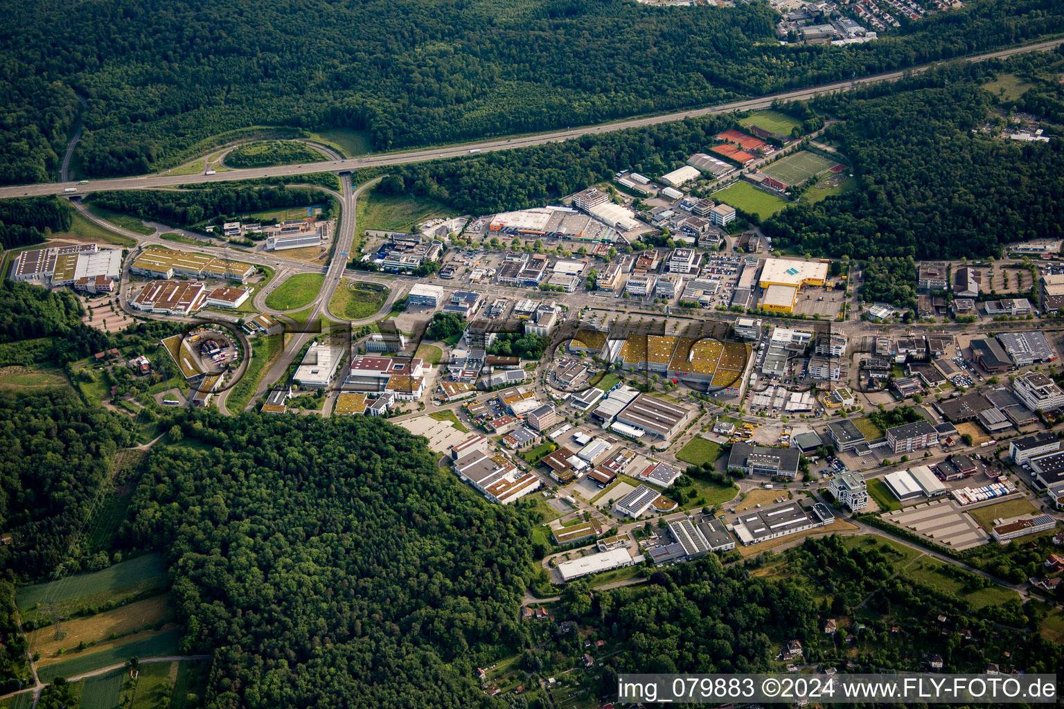 Oblique view of Pforzheim in the state Baden-Wuerttemberg, Germany