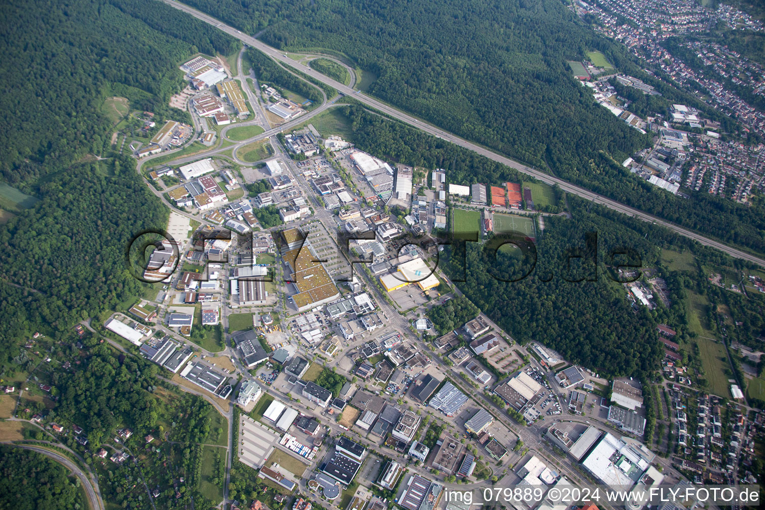 Bird's eye view of Pforzheim in the state Baden-Wuerttemberg, Germany