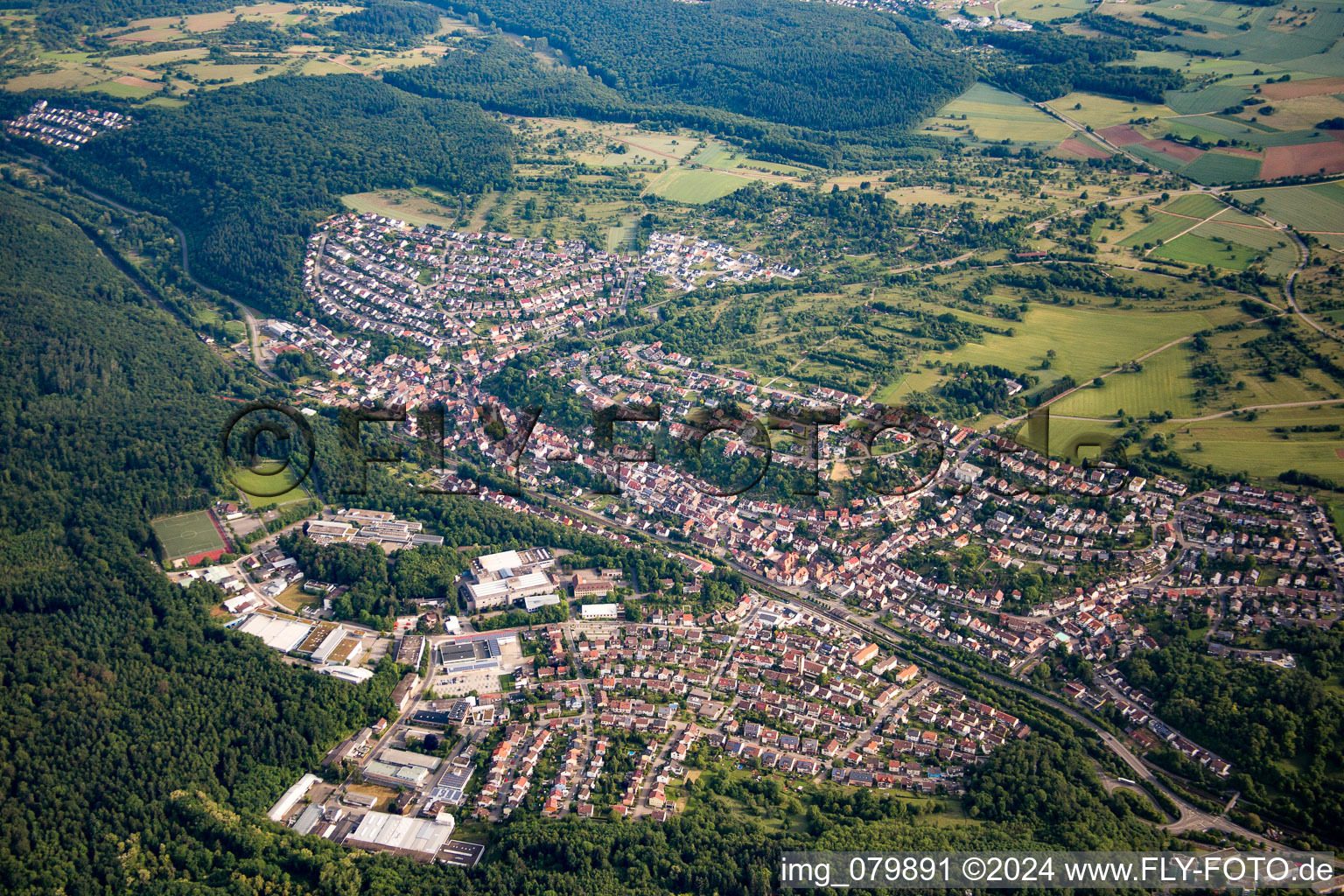 Drone recording of Pforzheim in the state Baden-Wuerttemberg, Germany