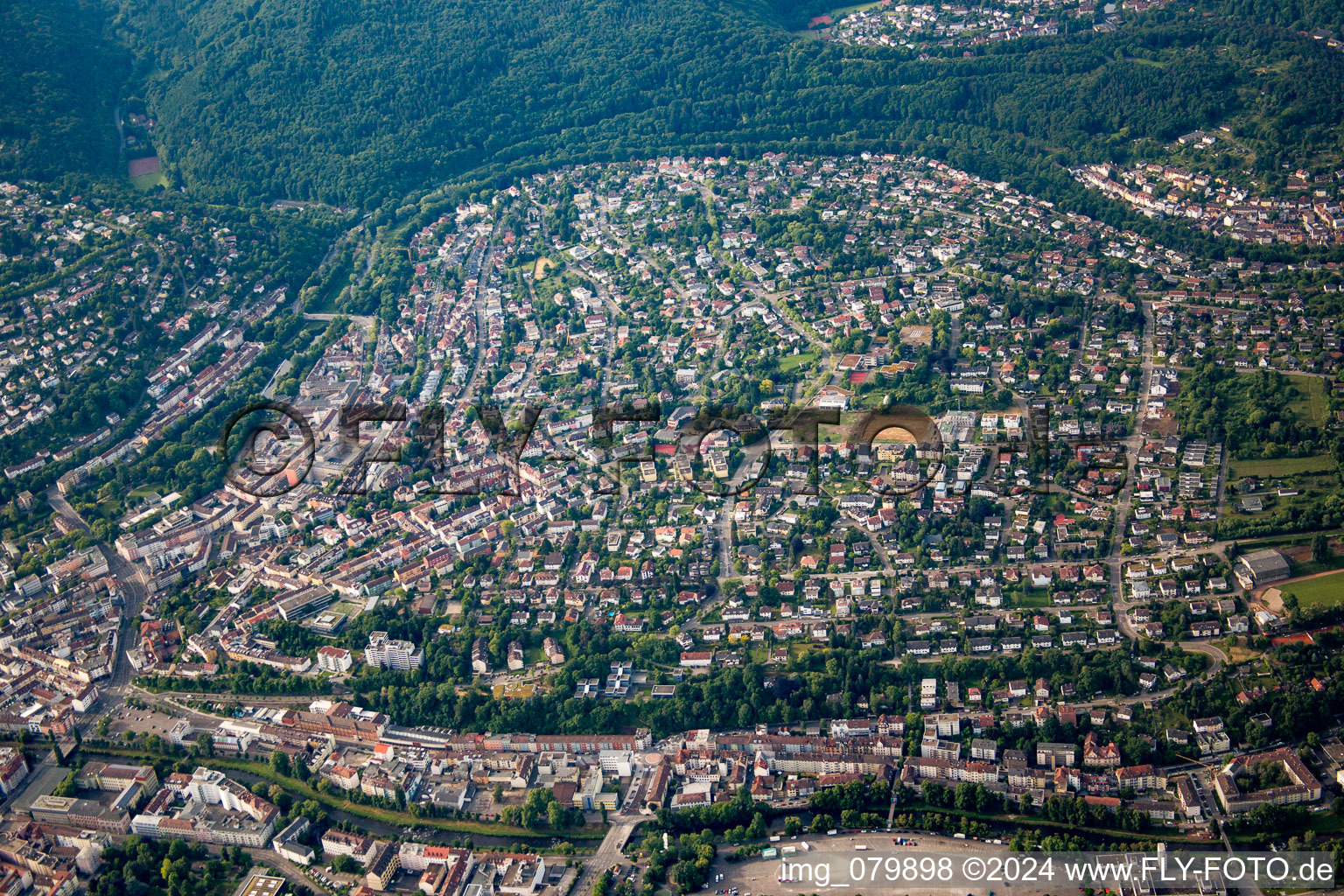 Aerial view of Pforzheim in the state Baden-Wuerttemberg, Germany