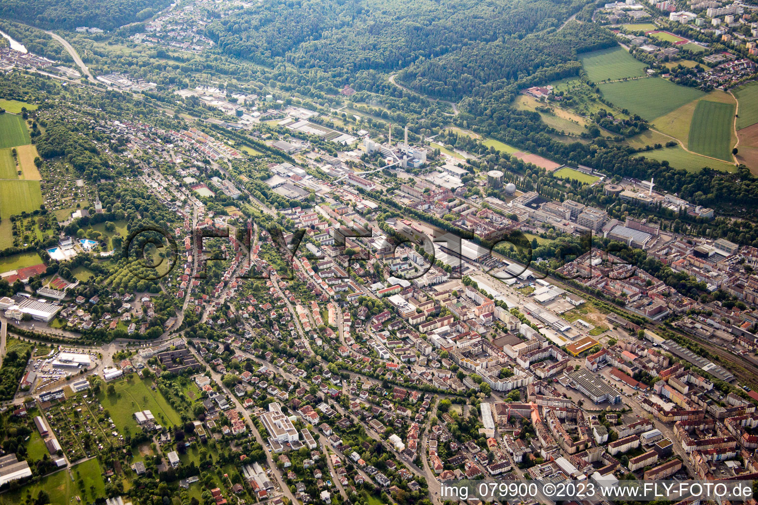 Oblique view of Pforzheim in the state Baden-Wuerttemberg, Germany
